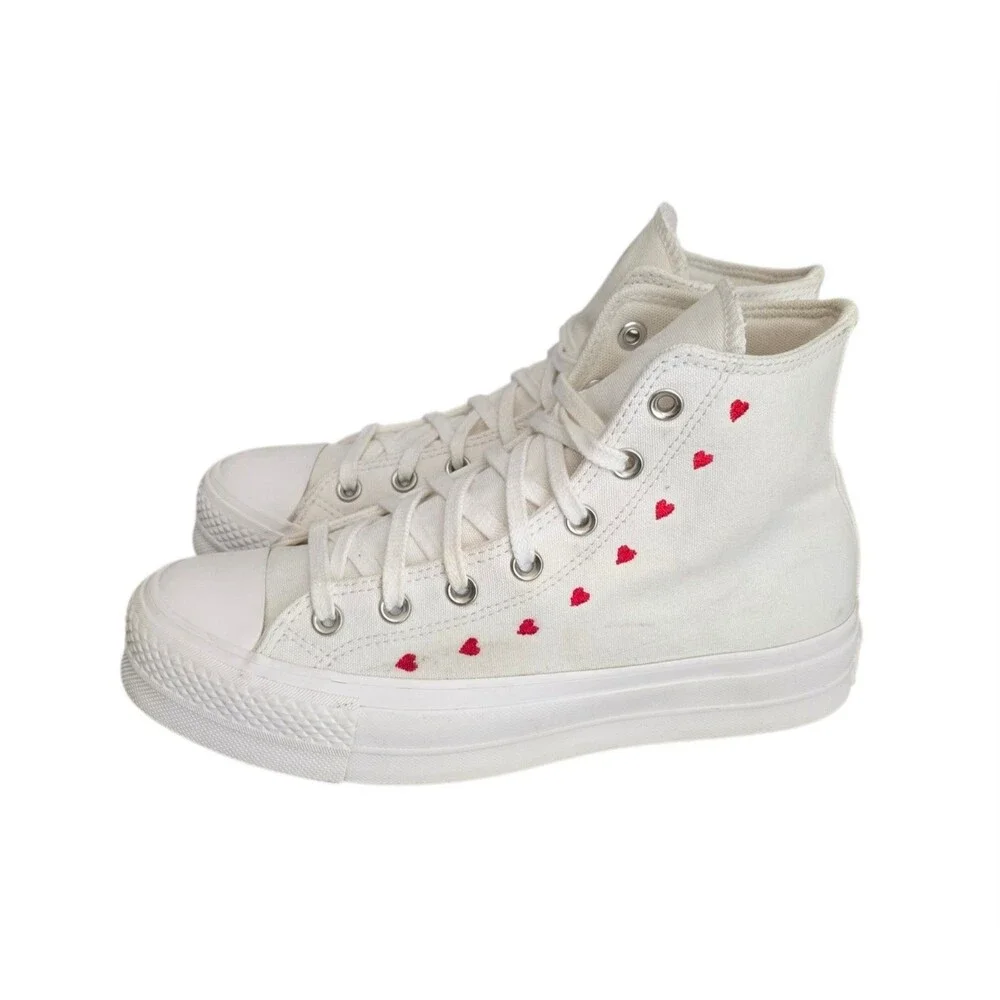 Converse Chuck Taylor All Star Shoes Womens Size 9 Hearts Platform Sneakers